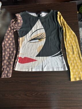 Custo Barcelona Multicolor Graphic Face Long Sleeve Top